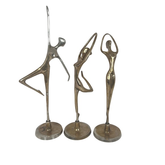 Decor Other - Ballerina Dancer Figurines gold and silver‎ Metal Ballet Sculptures Set of 3